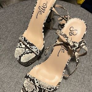 So Me Snake Print Platform Heels